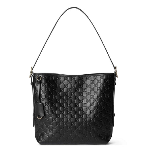 Gucci GG Emblem Medium Leather Tote Bag – Black