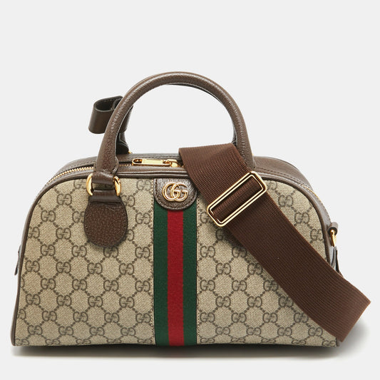Gucci GG Canvas Ophidia Medium Bowling Bag – Beige