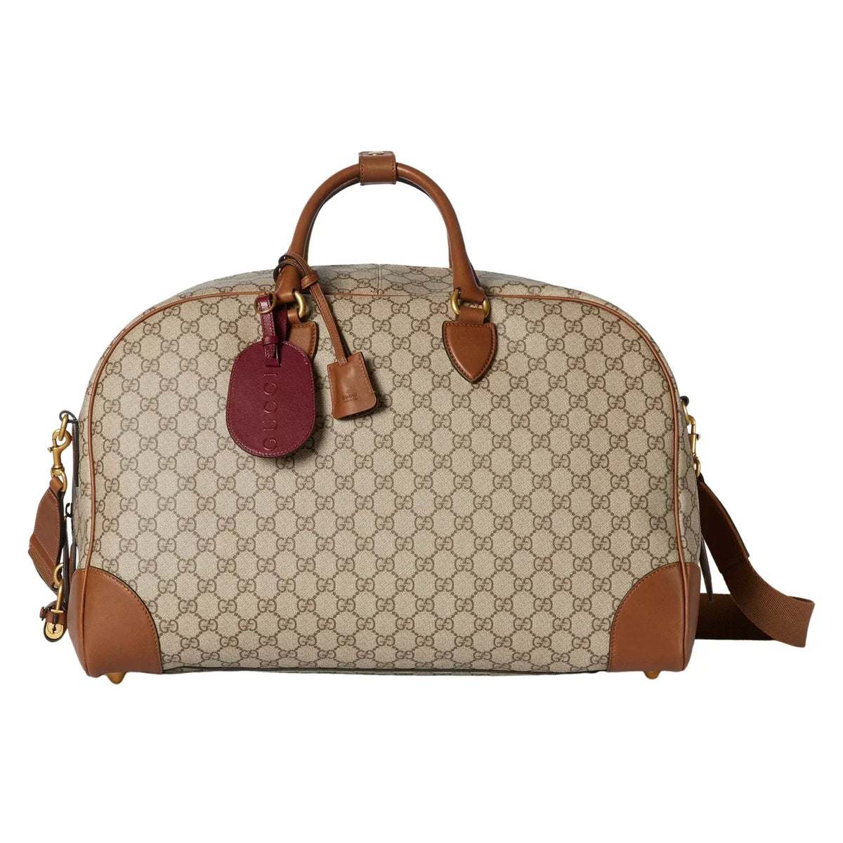 Gucci GG Canvas Medium Leather – Trimmed Duffel Bag